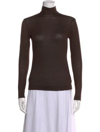Pre-owned Akris Cashmere Turtleneck Sweater In Brown