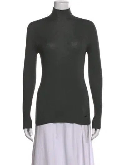 Pre-owned Akris Cashmere Turtleneck Sweater In Green