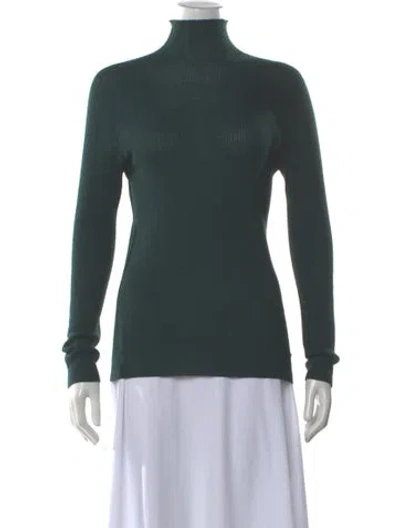 Pre-owned Akris Cashmere Turtleneck Sweater In Green