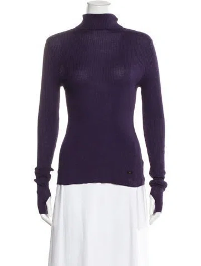 Pre-owned Akris Cashmere Turtleneck Sweater In Purple