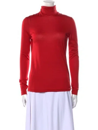 Pre-owned Akris Cashmere Turtleneck Sweater In Red