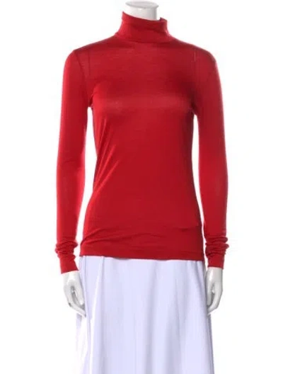 Pre-owned Akris Cashmere Turtleneck Sweater In Red