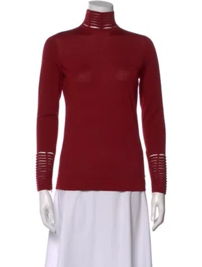 Pre-owned Akris Cashmere Turtleneck Sweater In Red