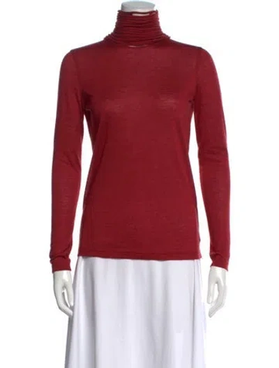 Pre-owned Akris Cashmere Turtleneck Sweater In Red
