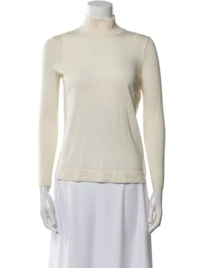 Pre-owned Akris Cashmere Turtleneck Sweater In White