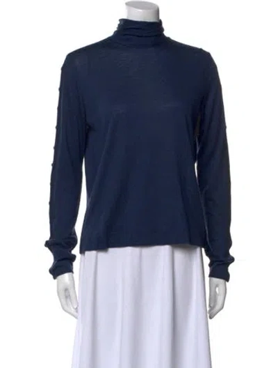 Pre-owned Akris Cashmere Turtleneck Sweatshirt In Blue