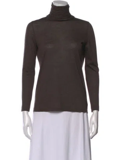 Pre-owned Akris Cashmere Turtleneck Top In Brown