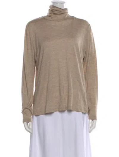 Pre-owned Akris Cashmere Turtleneck Top In Neutral