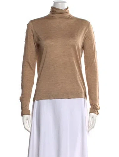 Pre-owned Akris Cashmere Turtleneck Top In Neutral