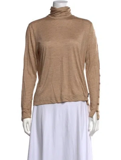 Pre-owned Akris Cashmere Turtleneck Top In Neutrals