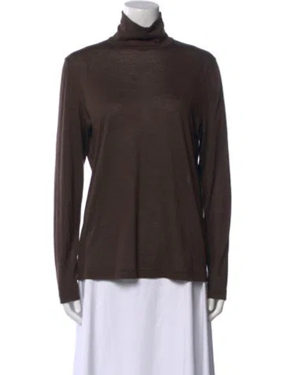Pre-owned Akris Cashmere Turtleneck Top W/ Tags In Brown