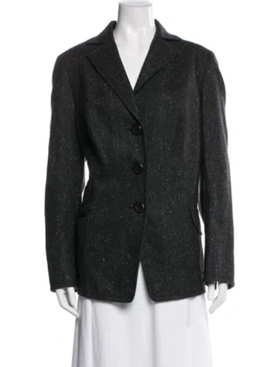 Pre-owned Akris Cashmere Tweed Pattern Blazer In Green