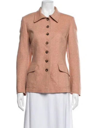 Pre-owned Akris Cashmere Tweed Pattern Blazer In Orange