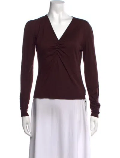 Pre-owned Akris Cashmere V-neck Blouse In Brown