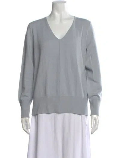 Pre-owned Akris Cashmere V-neck Sweater In Blue
