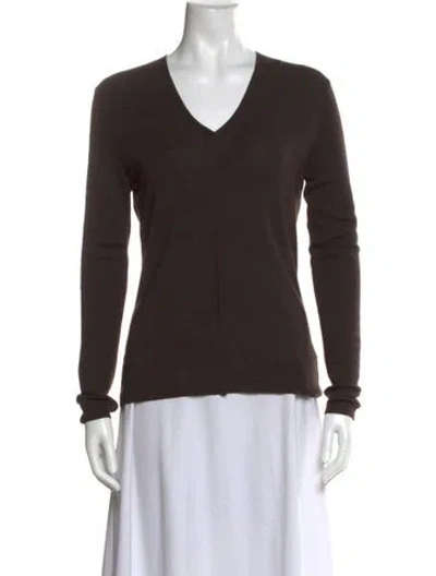 Pre-owned Akris Cashmere V-neck Sweater In Brown