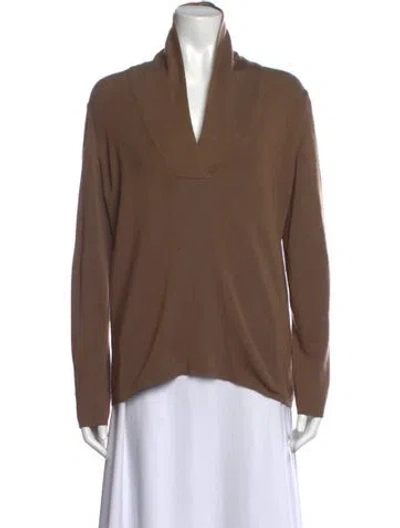 Pre-owned Akris Cashmere V-neck Sweater In Brown