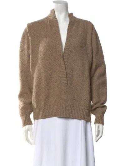 Pre-owned Akris Cashmere V-neck Sweater In Brown