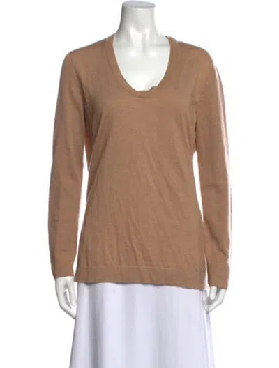 Pre-owned Akris Cashmere V-neck Sweater In Brown/neutrals