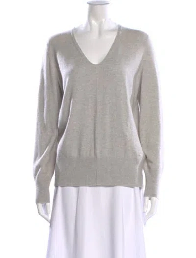 Pre-owned Akris Cashmere V-neck Sweater In Gray