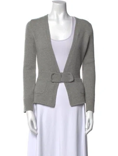 Pre-owned Akris Cashmere V-neck Sweater In Gray