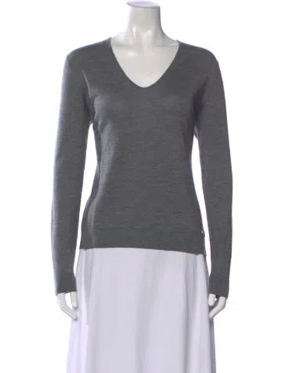 Pre-owned Akris Cashmere V-neck Sweater In Gray