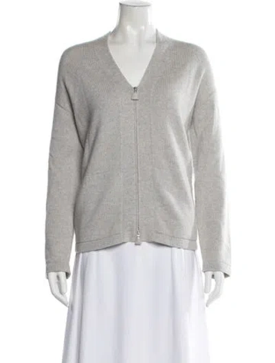 Pre-owned Akris Cashmere V-neck Sweater In Gray