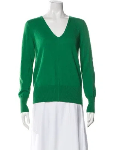 Pre-owned Akris Cashmere V-neck Sweater In Green