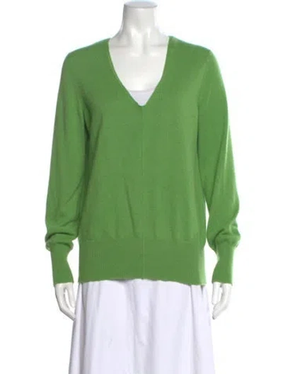 Pre-owned Akris Cashmere V-neck Sweater In Green