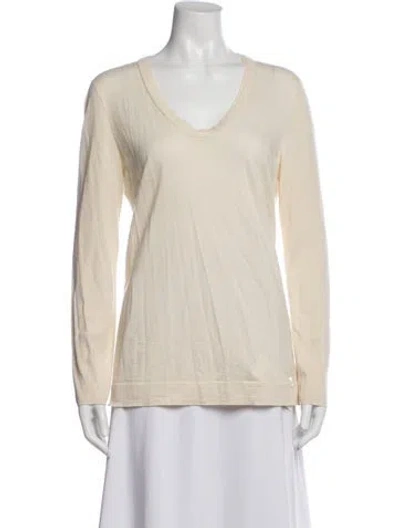 Pre-owned Akris Cashmere V-neck Sweater In Neutrals