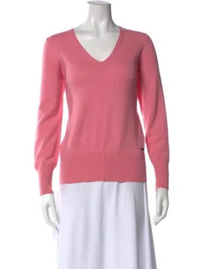 Pre-owned Akris Cashmere V-neck Sweater In Pink