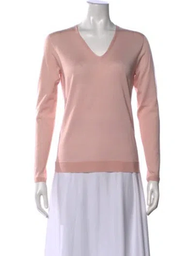 Pre-owned Akris Cashmere V-neck Sweater In Pink