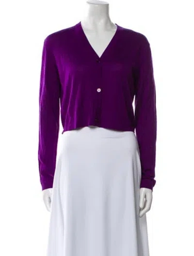 Pre-owned Akris Cashmere V-neck Sweater In Purple