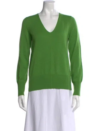 Pre-owned Akris Cashmere V-neck Sweater W/ Tags In Green