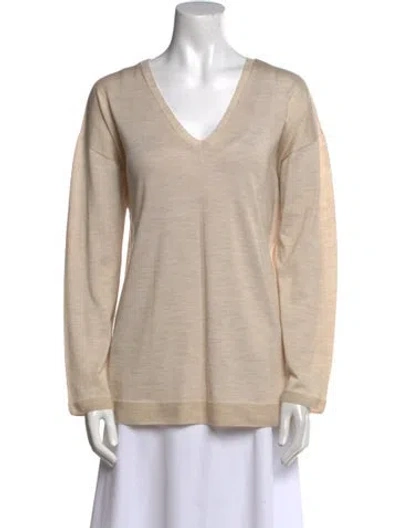 Pre-owned Akris Cashmere V-neck Sweater W/ Tags In Neutral