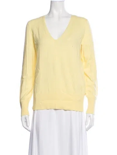 Pre-owned Akris Cashmere V-neck Sweater W/ Tags In Yellow
