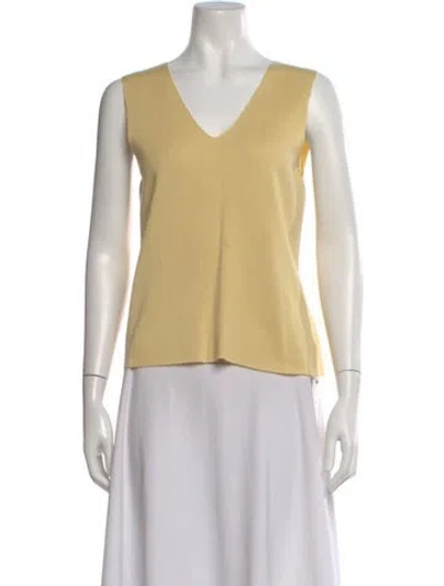 Pre-owned Akris Cashmere V-neck Sweater In Yellow