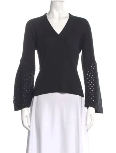 Pre-owned Akris Cashmere V-neck Top In Black