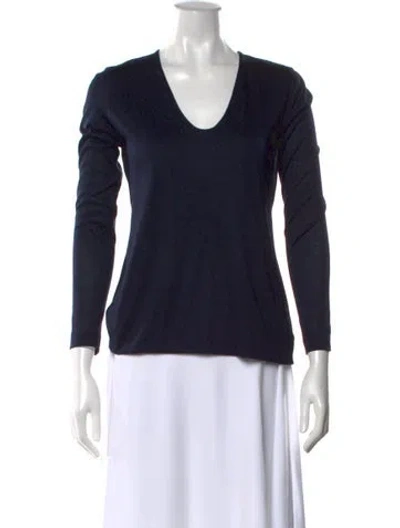 Pre-owned Akris Cashmere V-neck Top In Black