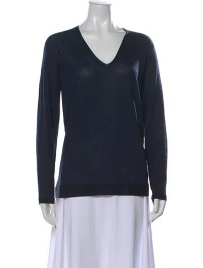 Pre-owned Akris Cashmere V-neck Top In Blue