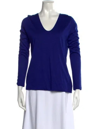 Pre-owned Akris Cashmere V-neck Top In Blue