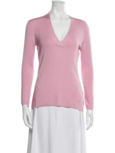 Pre-owned Akris Cashmere V-neck Top In Pink
