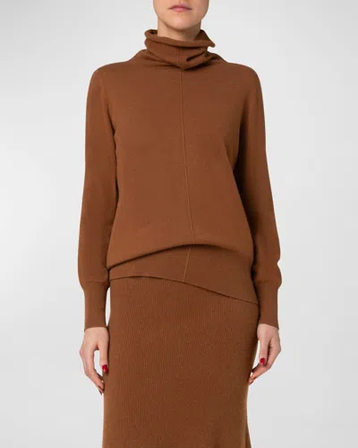 Akris Cashmere Wide Turtleneck Knit Sweater In Vicuna