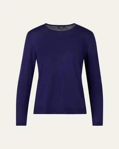 Akris Cashmere-silk Fine Gauge Knit Sweater In Blue