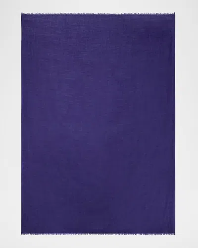Akris Cashmere-silk Fringe Trim Scarf In Purple