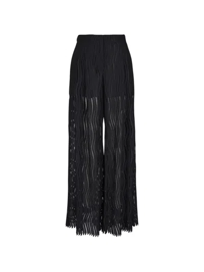 Akris Cassie Wave-pattern Trousers In Black