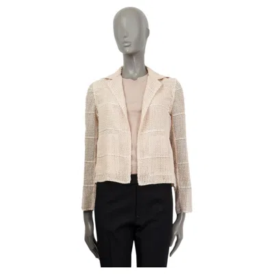 Pre-owned Akris Champagne Sheer Open Knit Jacket 32 Xxs In Sand