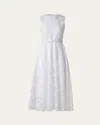 Akris Check Silk Organza Midi Dress In Ecru