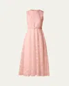 Akris Check Silk Organza Midi Dress In Peach