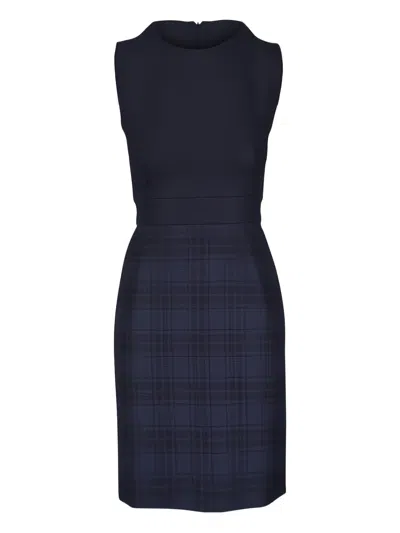 Akris Check Sleeveless Mini Dress In Blue